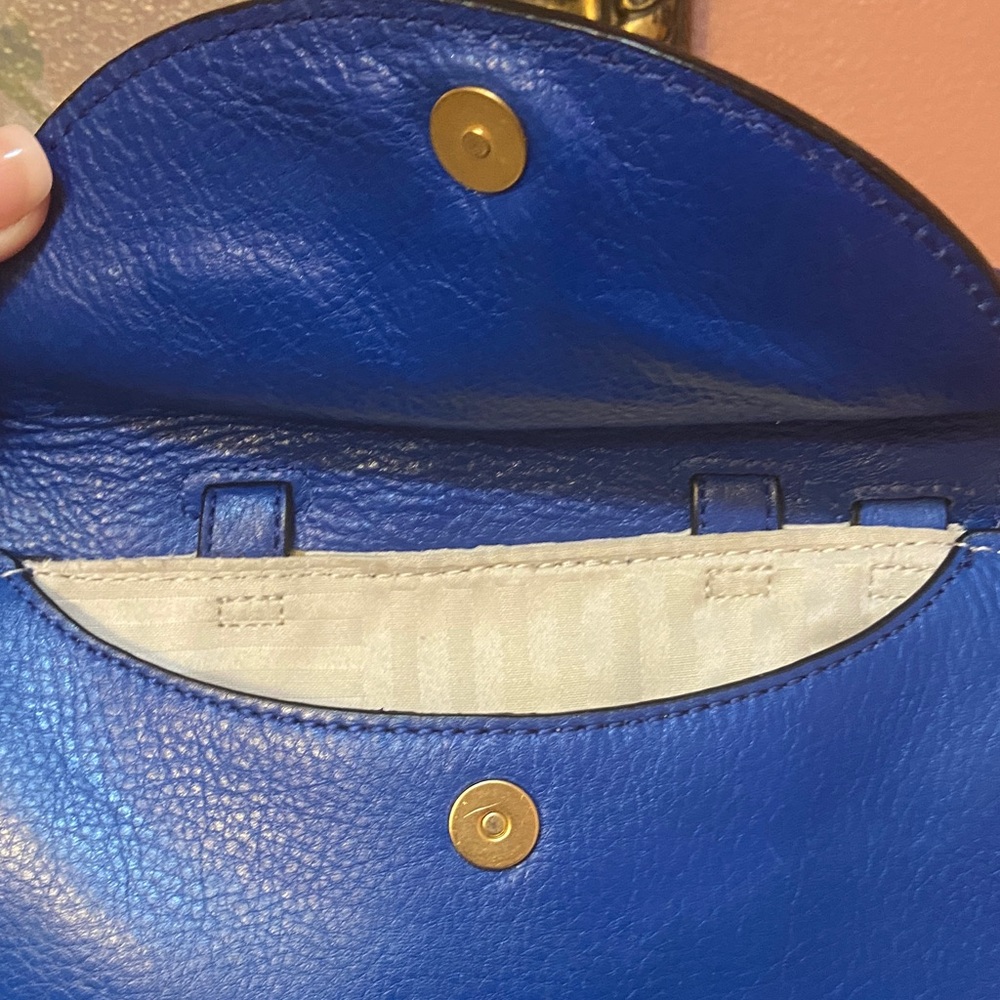 Kate Spade Blue Satchel with Patterned Bow - Picture 8 of 12
